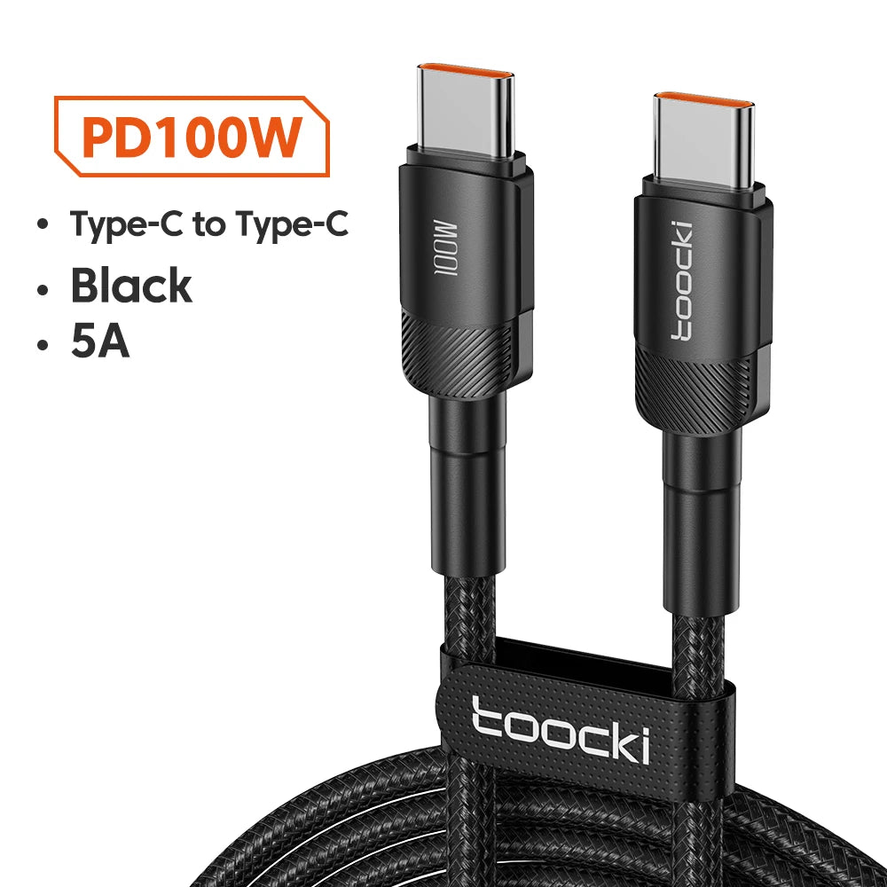 "Cable Toocki USB-C a USB-C 60W/100W | Carga Rápida PD 3.0 para Laptop y Celular"