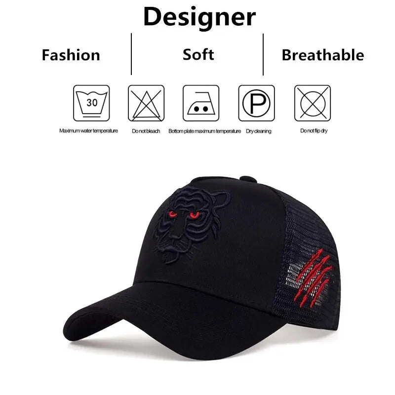 “Gorra Unisex Tiger Head Bordada | Ajustable & Antisudor”