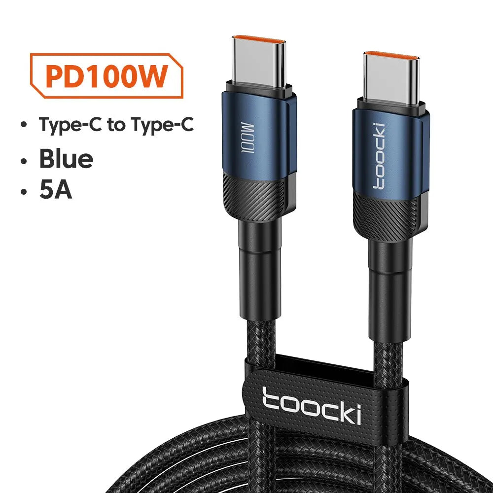 "Cable Toocki USB-C a USB-C 60W/100W | Carga Rápida PD 3.0 para Laptop y Celular"