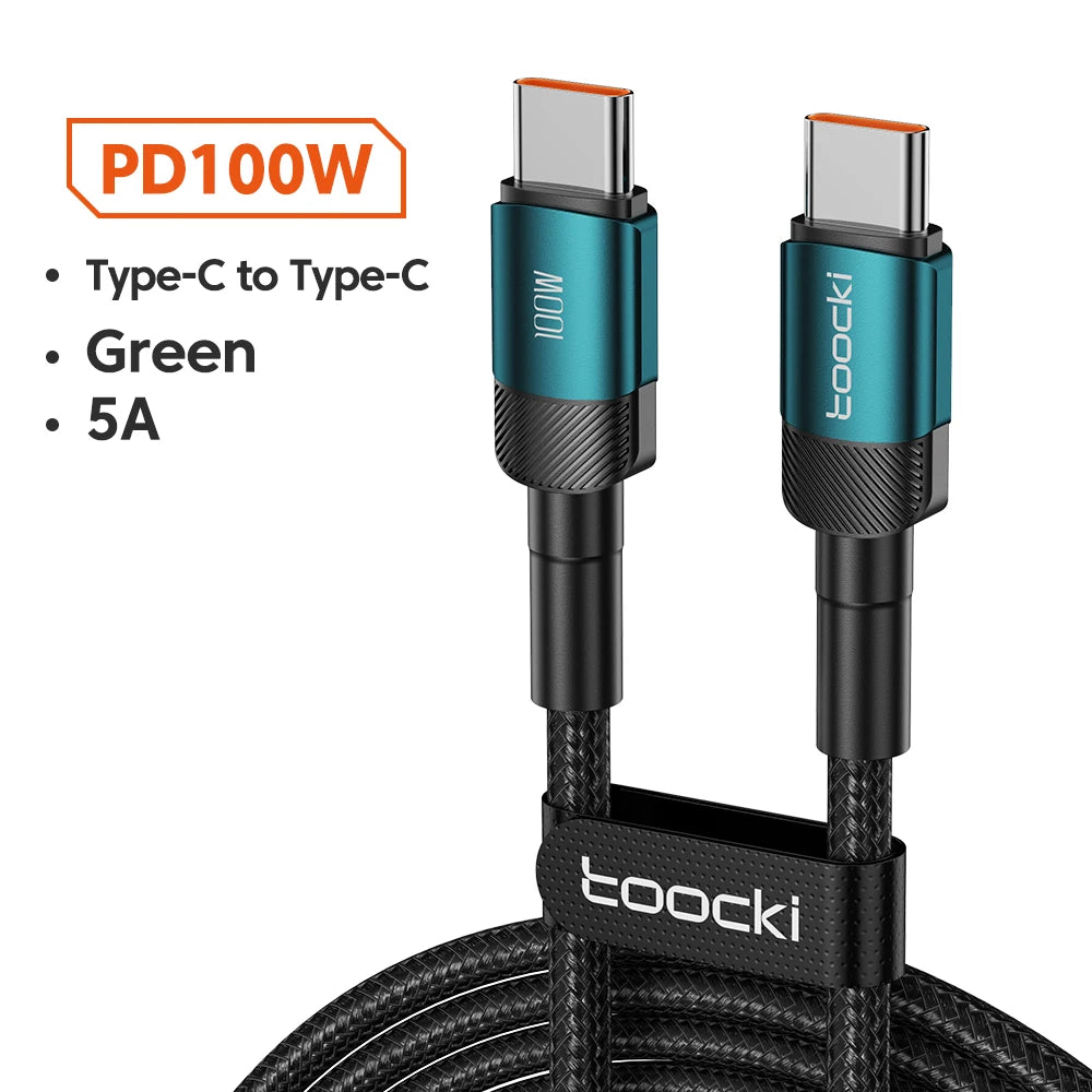 "Cable Toocki USB-C a USB-C 60W/100W | Carga Rápida PD 3.0 para Laptop y Celular"