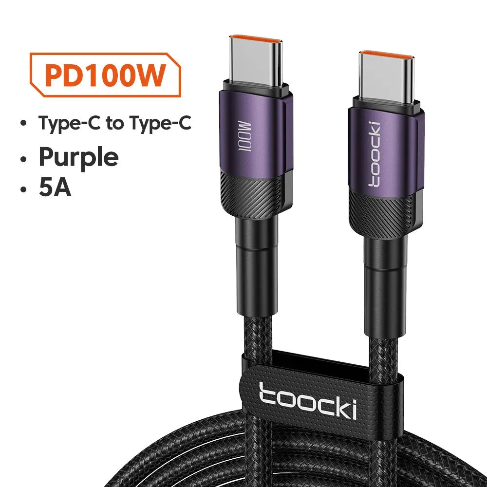 "Cable Toocki USB-C a USB-C 60W/100W | Carga Rápida PD 3.0 para Laptop y Celular"