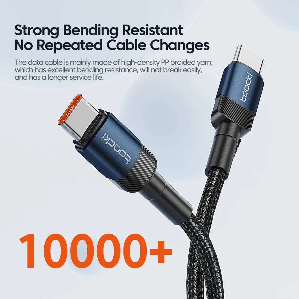 "Cable Toocki USB-C a USB-C 60W/100W | Carga Rápida PD 3.0 para Laptop y Celular"